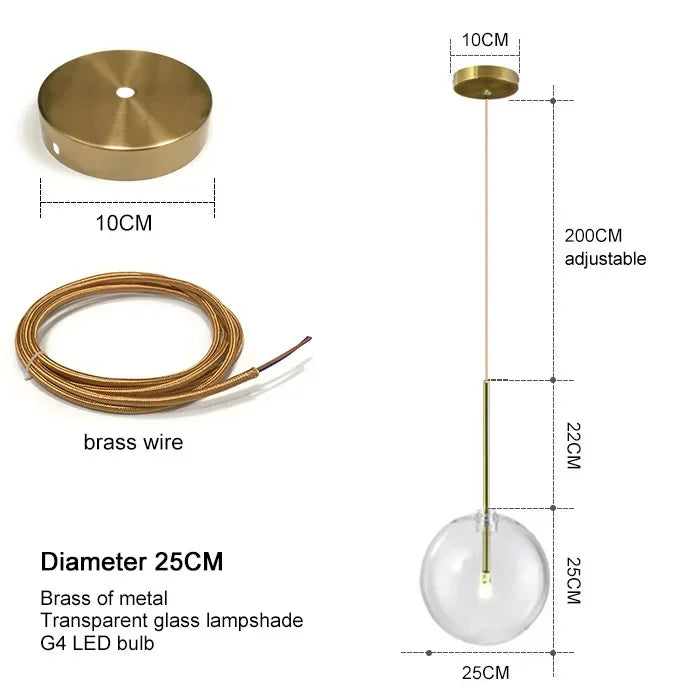 Nordic Modern Chandelier Pendant Lights Fixture Glass Ball Lampshade Bedroom Dining Room Hanging Lamp Restaurant Decors Luster&#39;s