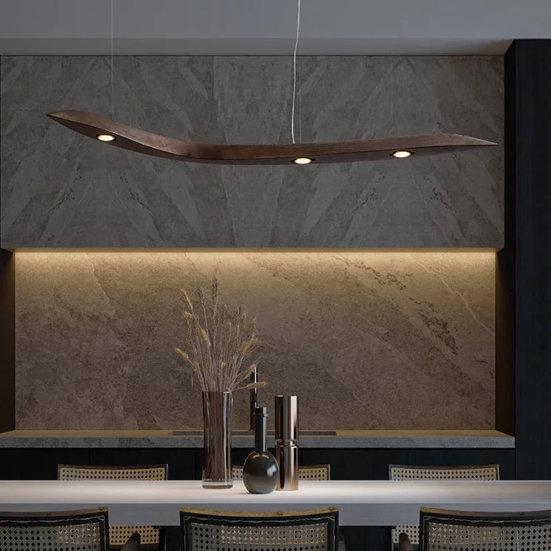 Modern Wooden Pendant Light LED Hanging Lamp Fixture for Living Dining Room Exhibition HaIl lndoor Decor Lighting Ceiling Lamps
