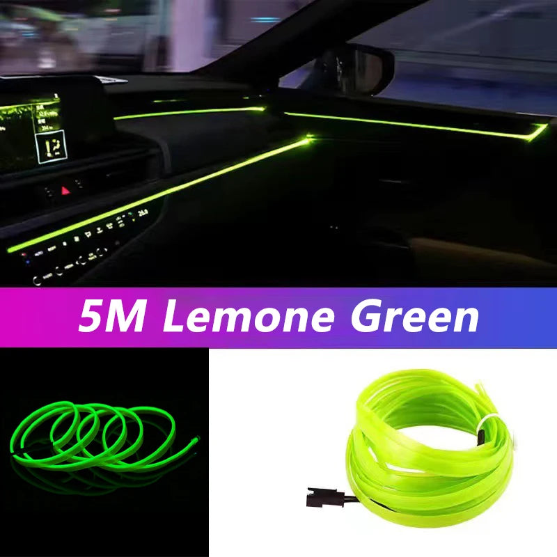 5M Car Interior LED Strip Light - Neon EL Wiring Decorative Lamp for Auto