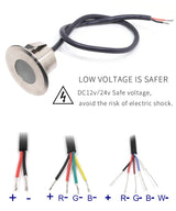 Waterproof Outdoor LED Light, Stainless Steel IP68 Terrace and Garden Ground Light, RGB RGBW, Recessed in Ground Lamp 12V/24V 2W