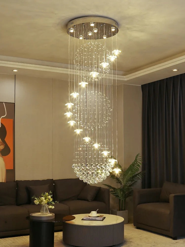 New Modern Chandeliers For Duplex Building Living Room Staircase Pendant Lamp Nordic Loft Spiral Long Chandelier Lustre Fixtures