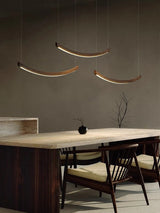 2026 Wood Arch Modern Long Pendant Light - Minimalist LED Dining Table Chandelier