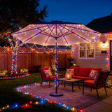Patriotic Red White Blue LED String Lights - Solar Powered 4th of July Decor
