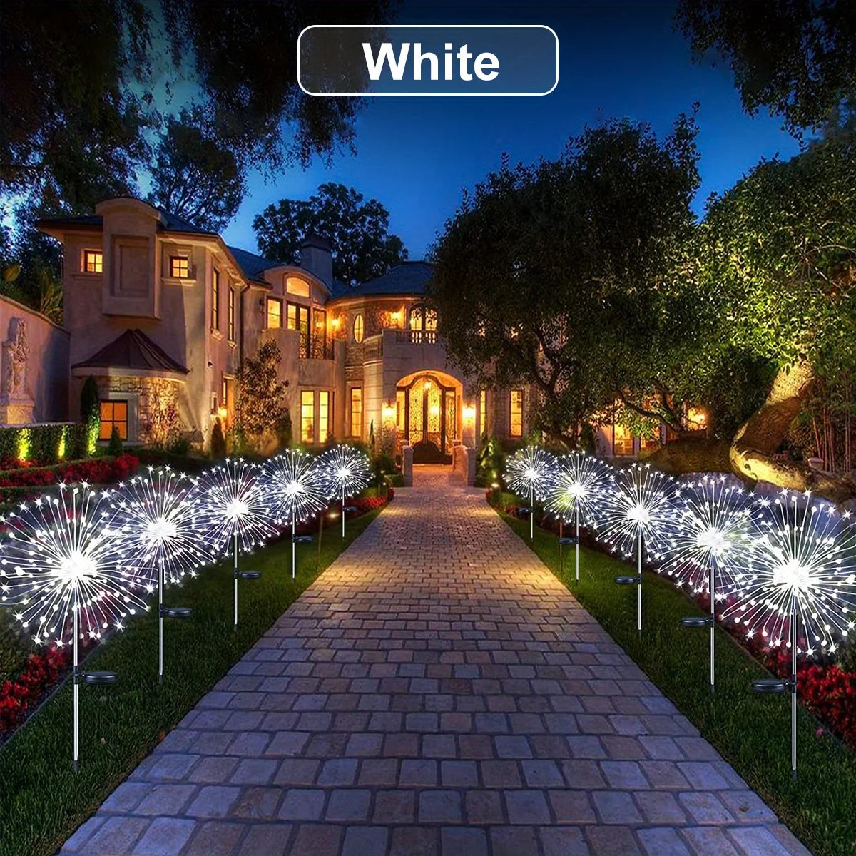 1 Pack Solar Firework Lawn Light Outdoor, IP65 Solar Garden Flower Fairy Lights For Patio Garden Christmas Lighting Decoration