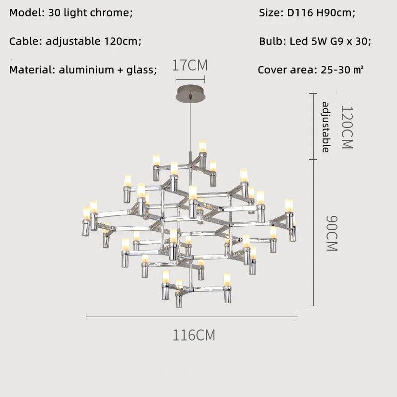 Modern Luxury Foyer G9 Led Chandelier Lustre Metal Pendant Chandelier Lighting Stairs Hanging Lamp Deco Led Indoor Light Fixture