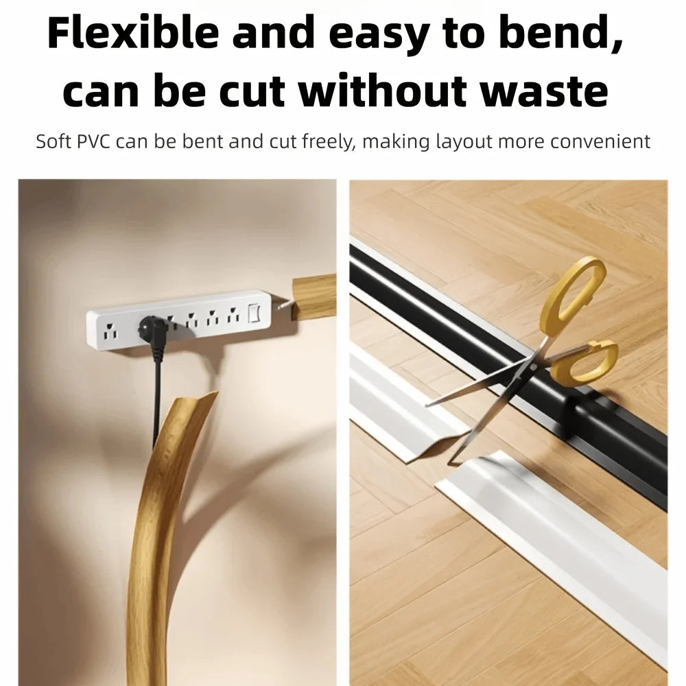 Self-Adhesive PVC Cable Protector Cover - Flexible Wear-Resistant Cord Organizer