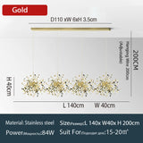 Nordic LED Chandelier Stainless Steel Chrome Leaf Personality Art Decors Living Dining Room Bar Table Hanging Lighting