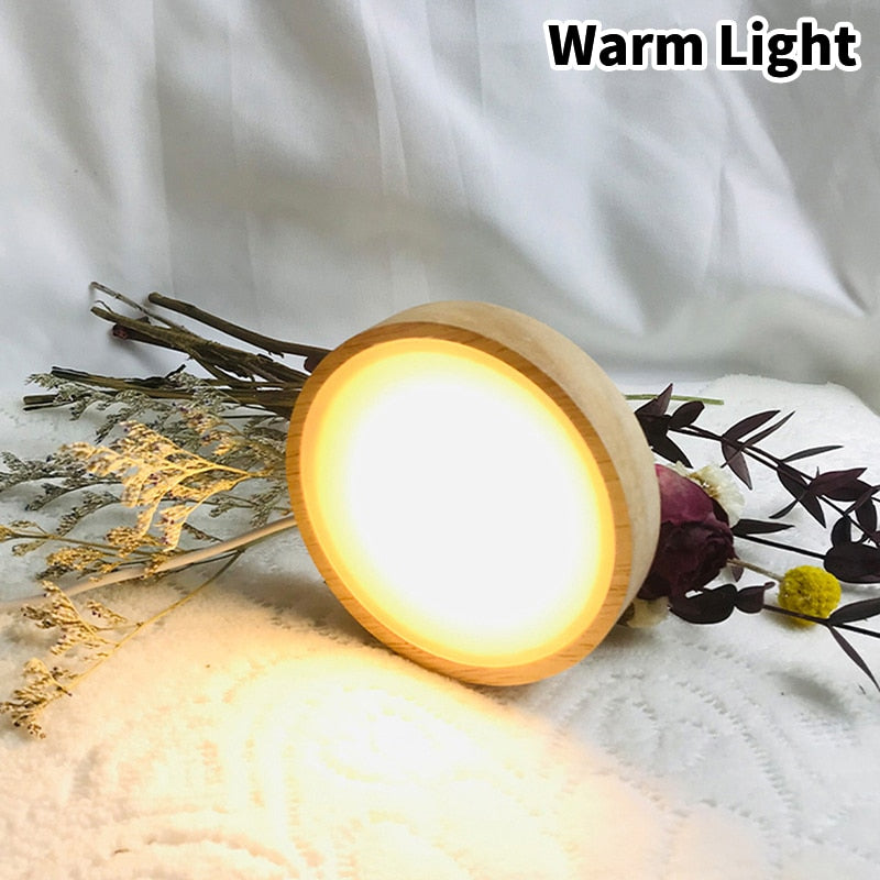 Rechargeable Remote Control Wooden LED Light Rotating Display Stand Lamp Holder Lamp Base Art Ornament New