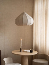 Japanese Wabi-Sabi Linen Pendant Light - Medieval Round Lantern Ceiling Art Lamp Fixture for Restaurant, Bedroom, Homestay & Dining Area