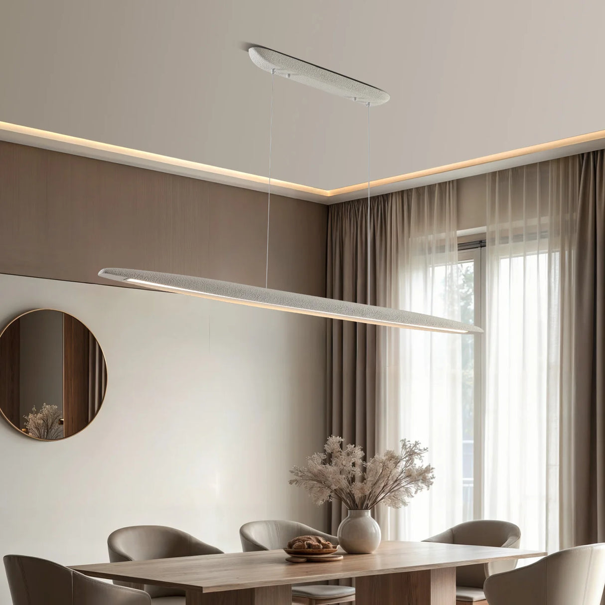 Modern Simple Strip Restaurant LED Ceiling Chandelier Nordic Wabi Sabi Home Interior Decor Bar Pendant Lamp Living Room Light