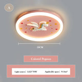 LED Warm Cute Nursery Children's Room Girl Bedroom Pegasus Ceiling Lights Pink Rainbow Unicorn Light Princess Room Ceiling Lamps