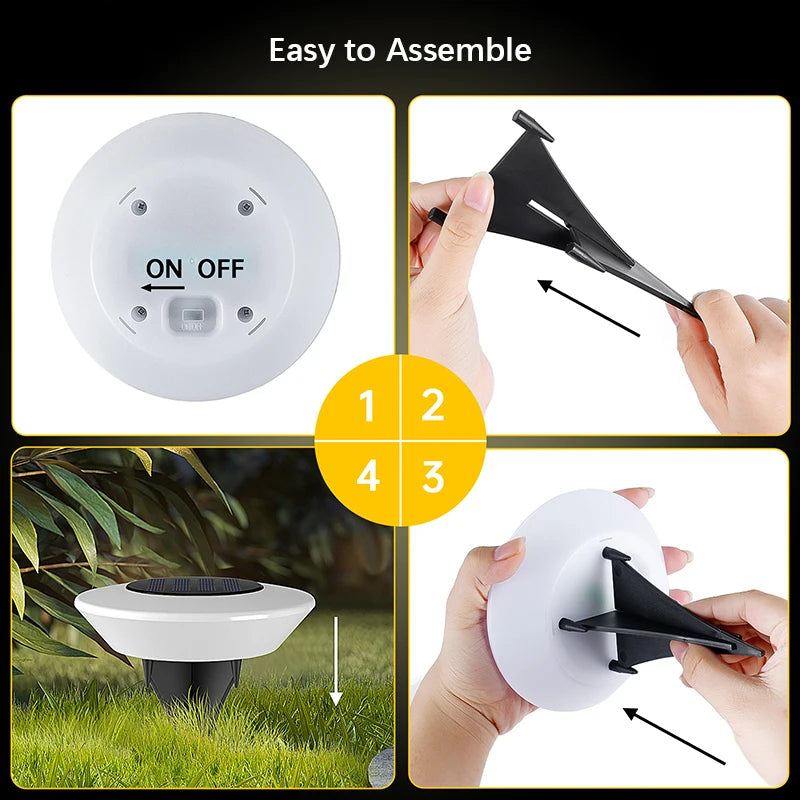 14 LED Solar Ground Lights - Waterproof Outdoor Disk Lights for Garden & Pathway