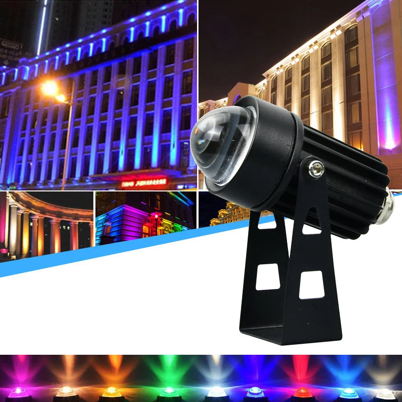 RGB LED Outdoor Landscape Spotlight (3W / 10W, AC 85–265V) - IP65 Waterproof Single-Beam Wall & Garden Lamp