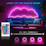 5V USB RGB LED Neon Strip Light 24key Remote Control Adhesive Tape 3535 108LED/m 6x12mm Waterproof Flexible Lamp Home Decoration