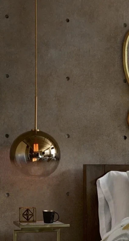 Gradient Glass Ball Design Lamp Pendant Lighting Transparent Round Droplight Edison Bubble Spherical Hanging Lights Bedroom