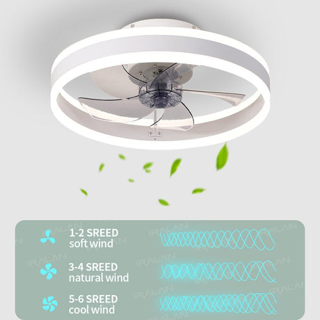 Modern Led ceiling fan without light DC motor 6-speed timing fan 18CM low floor loft remote control decorative fan with light