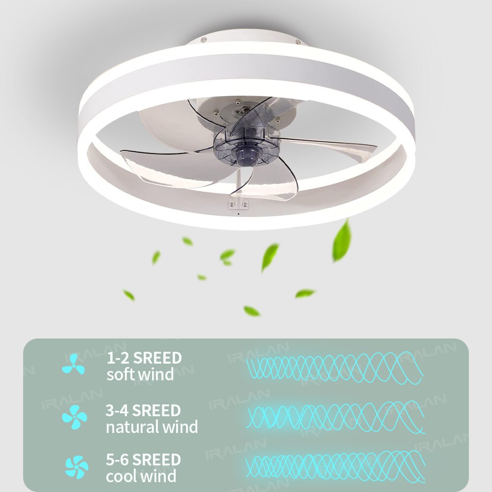 Modern Led ceiling fan without light DC motor 6-speed timing fan 18CM low floor loft remote control decorative fan with light