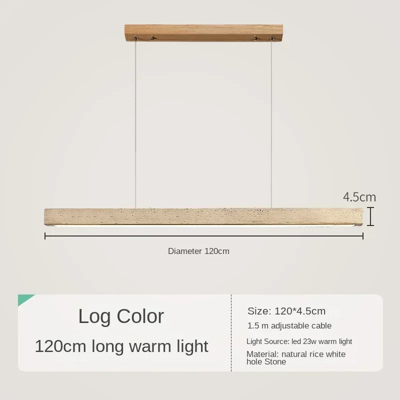 Japanese Wabi Sabi Stone Long Strip Chandelier One Line Down light Restaurant Living Room Office Study Table Light Fixture Wood