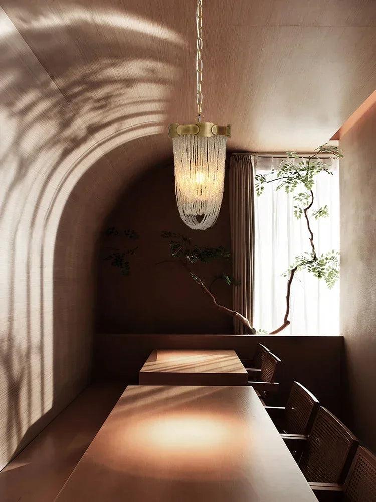 Luxury Brass Crystal Bead Curtains Chandeliers 2025 Modern LED Home Decor Hanging Lamps for Ceiling Living Room Lighting Fixture