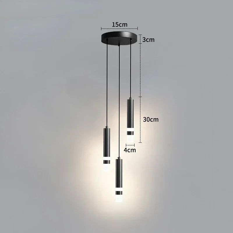 Modern Led Long Pendant Light for Bedroom Bedside Living Room Hanging Lamps Reading Lighting Double Spotlight Decor Chandelier