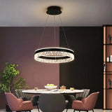 Modern Ring Pendant Lights Crystal for Living Dining Room Bedroom Hall Ceiling Chandelier Lamp Home Hanging Lustre Luminaire