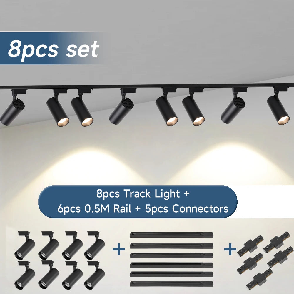 Full Set LED Track Lighting System - COB Ceiling Spotlights for Kitchen & Living Room