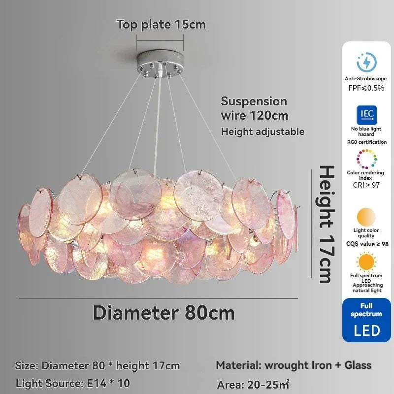 Colorful Italian Murano Glass Ceiling Chandelier - Luxury Handblown Pendant Light Fixture for Living Room, Bedroom & Hotel Lobby Decor