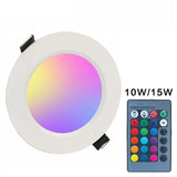 RGB LED Recessed Ceiling Downlight (10W 15W, AC 85-265V) - Dimmable Color-Changing Spotlight Panel Lamp with Remote Control
