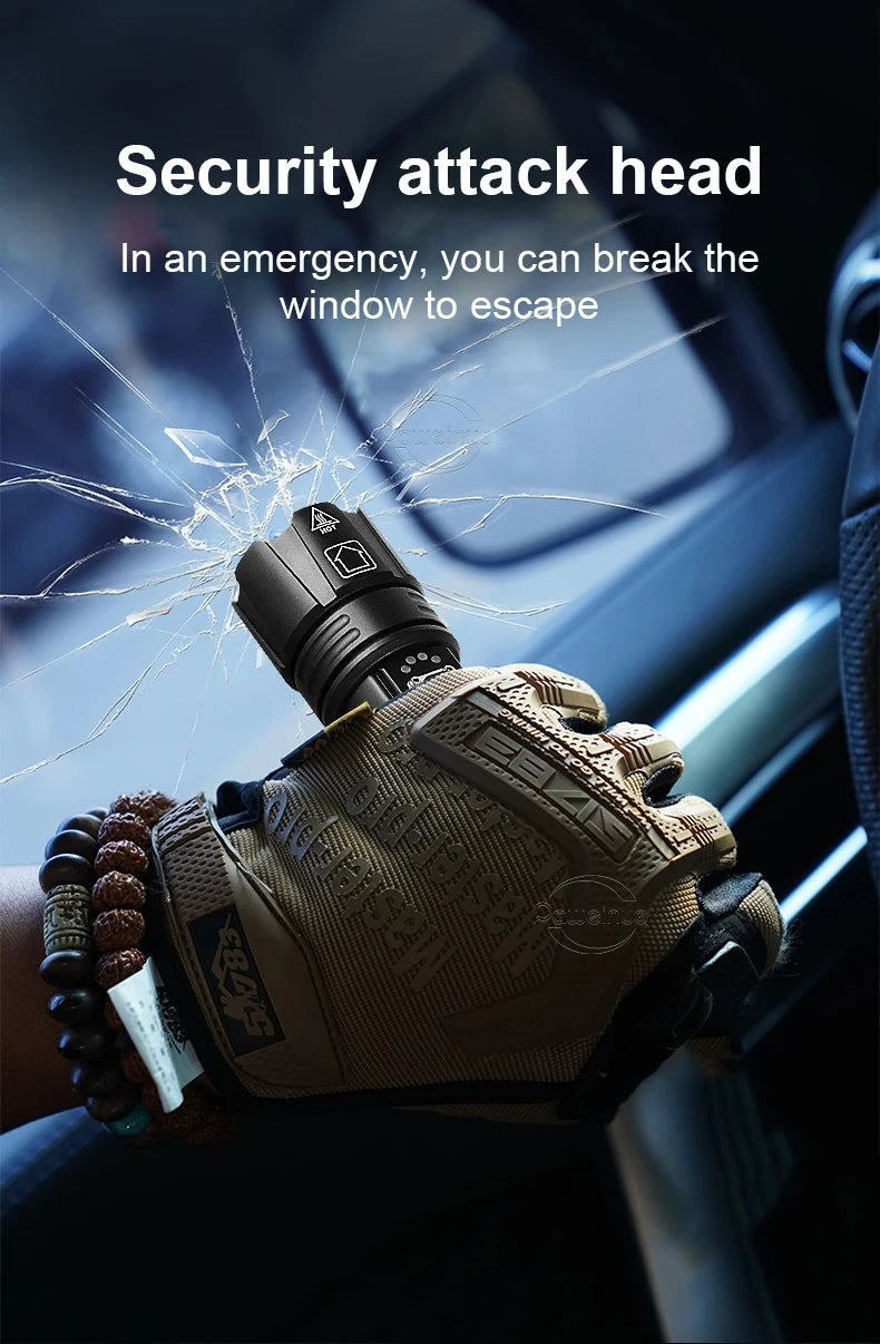 New Super Flashlights Torches Ultra Powerful Flashlight USB Recharge Flash Light 12000MAh LED Flashlight Zoom Tactical Lantern