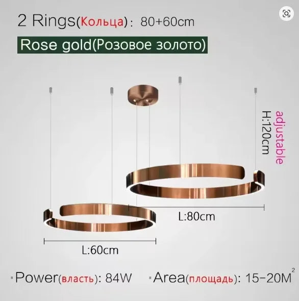 Modern Salon Design Ring Ceiling Chandelier Dining Room Pendant Lamp Bedroom Home LED Lighting Fixtures