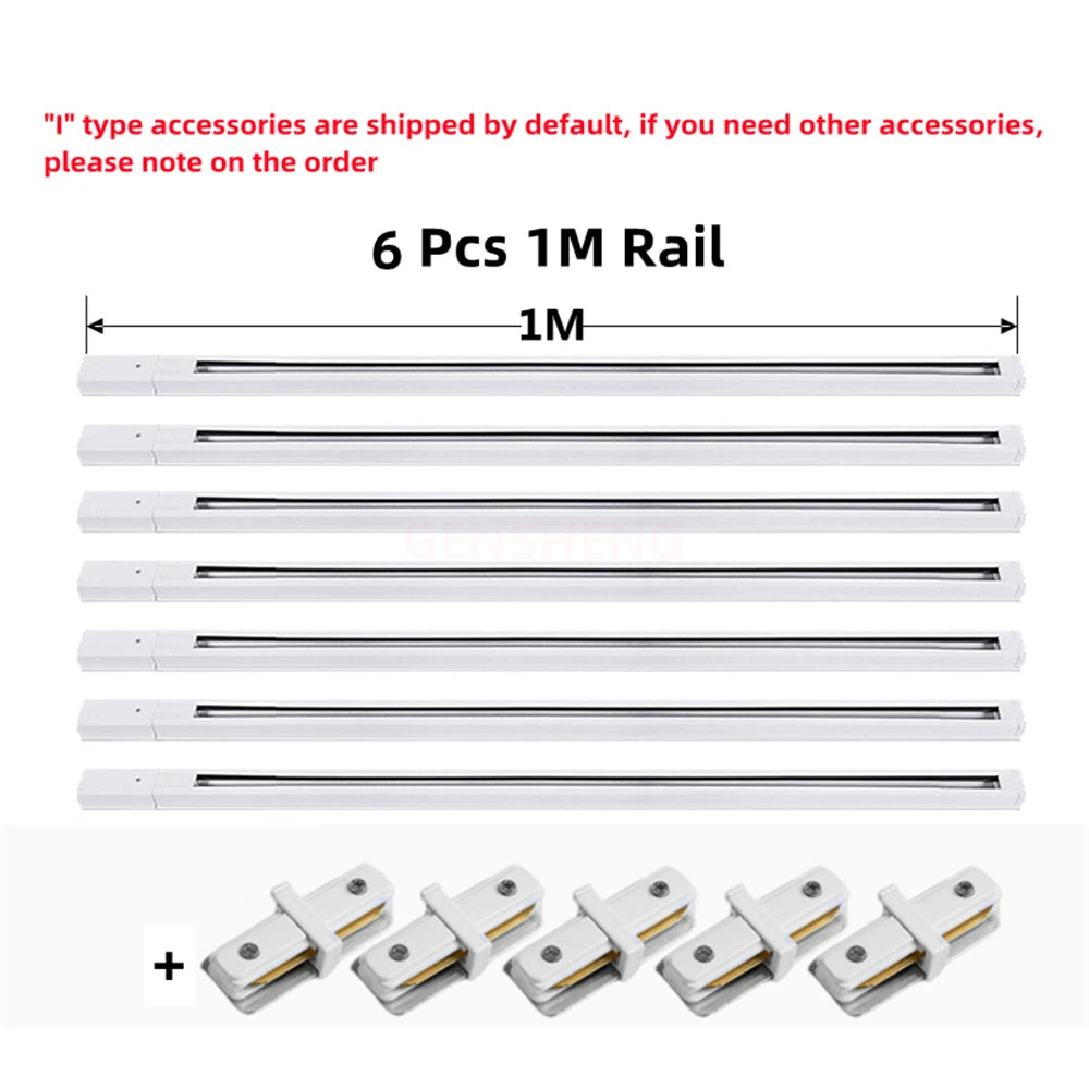 LED Track Light Rail 0.5M 1M Black White Aluminum 2 Wire System Track Light Series Universal Track for Ceiling Spot Lamps