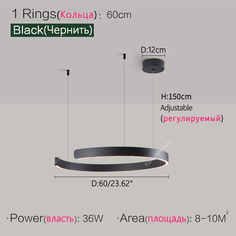 Nordic modern chandelier simple ring light led pendants round lamps
