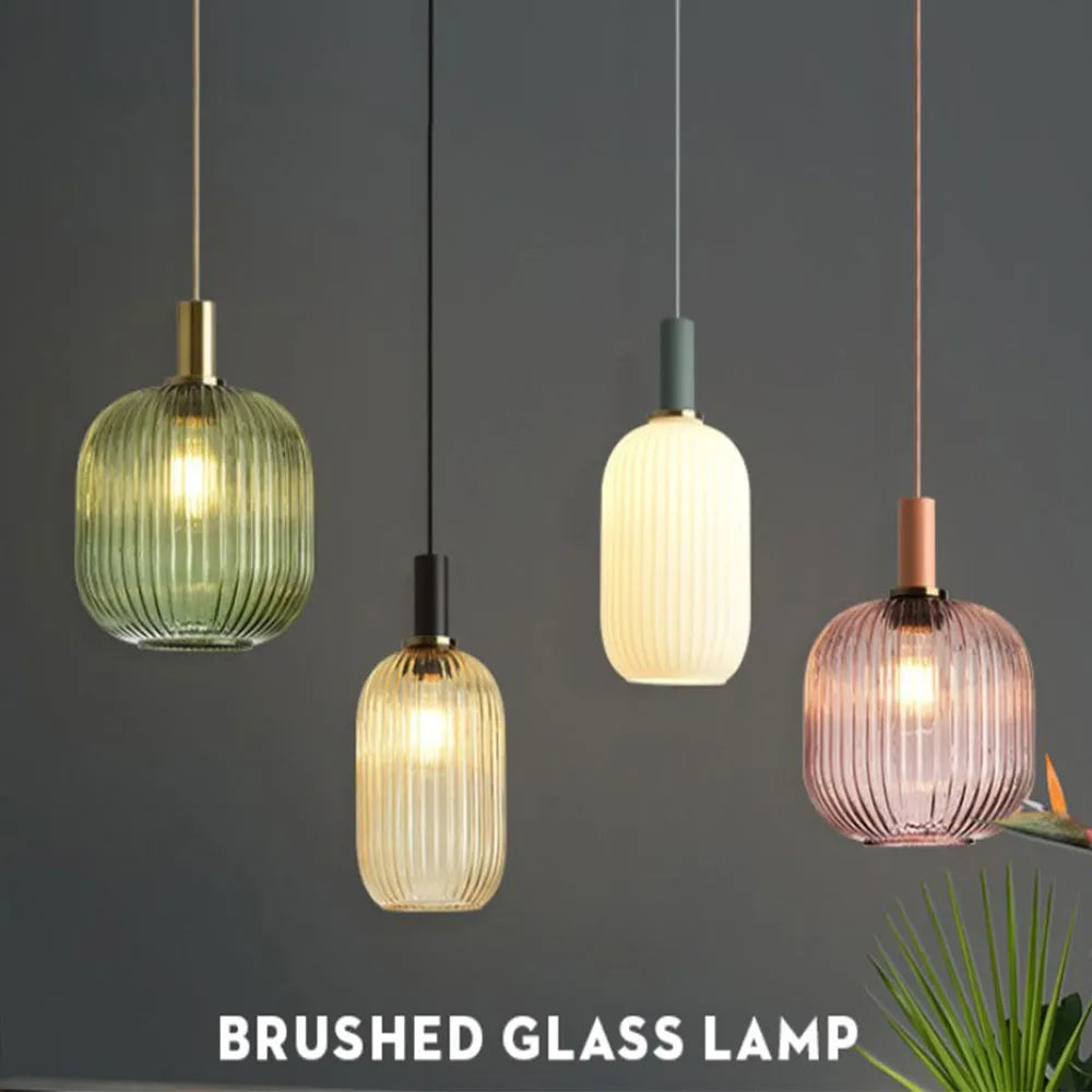 Nordic Retro restaurant colorful Glass pendant lights Creative living room Lamp Simple bedside lamp LED E27 light