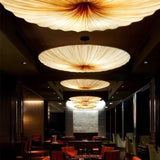 Wabi Sabi Led Fabric Ceiling Light Round Whtie Flying Saucer Chandelierfor Living Room Bedroom Restaurant Fabric Pendant Lamp