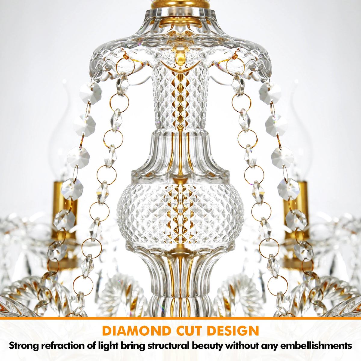 10Arms K9 Crystal Chandelier Adjustable Chain Ceiling Pendant Lamp Modern Lighting For Living Room Bedroom Hall Home Decor