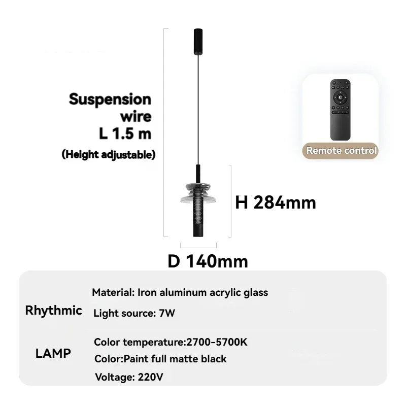 Modern Glass Pendant Light with Knob Switch - Bedside Hanging Night Light