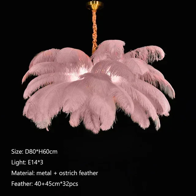 Nordic Ostrich Girl Ins Feather Art Living Room Chandelier Bedroom Indoor Hanging Lamp Pendant Lights Home Decor Ceiling Lamps
