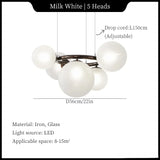 Postmodern Nordic Designer Creative Pendant Lights Art Living Room Bedroom Restaurant Magic Beans Multi-color Glass Chandelier