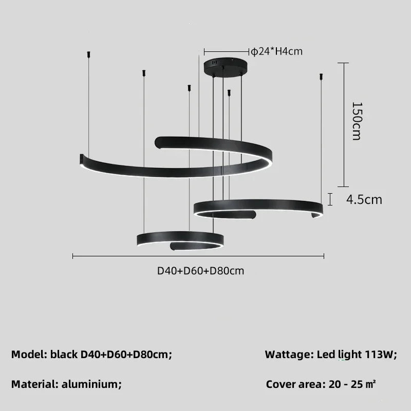 Modern Salon Design Ring Ceiling Chandelier Dining Room Pendant Lamp Bedroom Home LED Lighting Fixtures