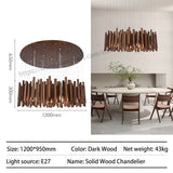Retro Wooden Hanging Chandelier Light Dining Table Solid Wood Led Pendant Lamp Living Room Kitchen Chandelier Lighting Fixture