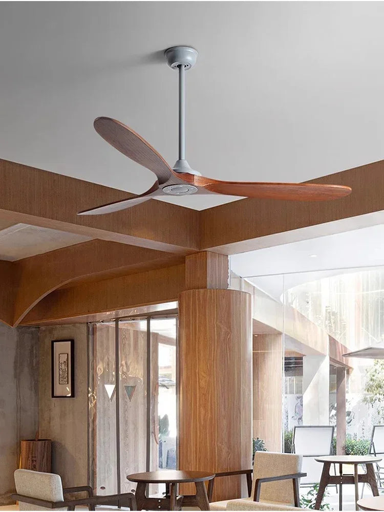 60 70 Inch Large Ceiling Fan Only Remote Control DC Motor Reverse Wood Blades Fans Lighting High Quanlity Design Wooden Fans
