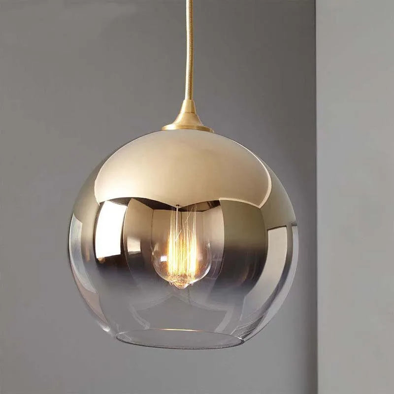 Modern Gold Silver Glass Ball Pendant Light Lighting for Living Dining Meeting Room Bedroom Bar Indoor Decoration Hanging Lamps