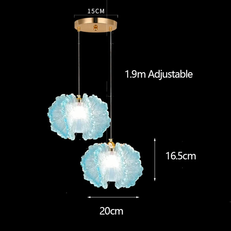 Nordic French Cream-Style Long Line LED Pendant Light - Acrylic Flower Chandelier Lamp for Bedroom Bedside, Dining Room & Living Room