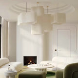 Nordic Wabi-Sabi Dupont Paper Pendant Light - Durable Fabric Ceiling Chandelier Lamp Fixture for Living Room, Dining Area, Hotel & Villa Hall Decor