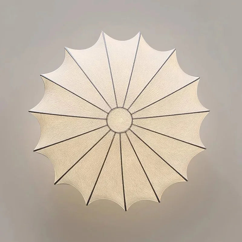 Nordic Wabi Sabi Silk Ceiling Light - Round LED Japandi Lamp for Living Room