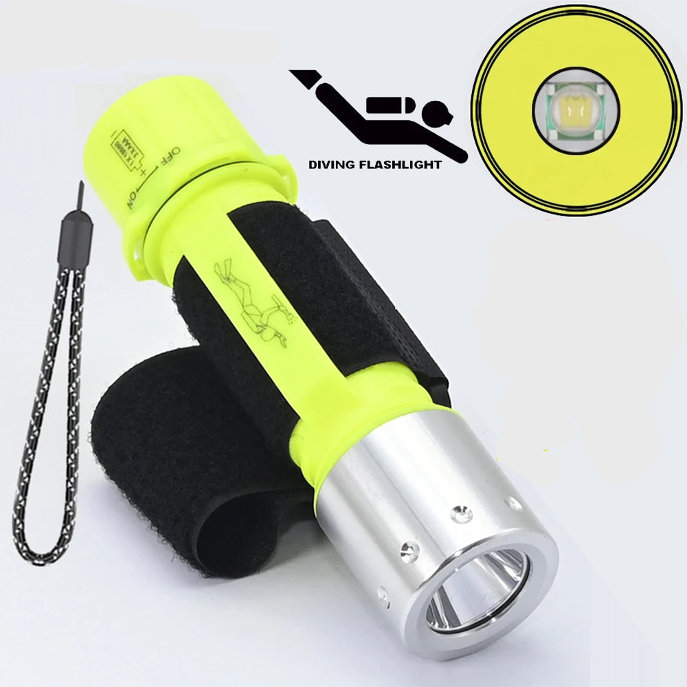 IPX8 Waterproof Rechargeable Dive Light | Super Bright 3-Mode Submersible Scuba Flashlight