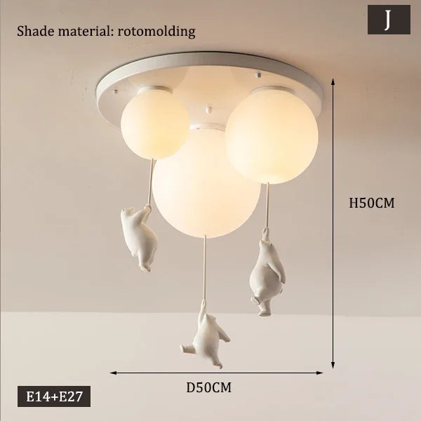Designer Polar Bear Cartoon Pendant Chandelier - LED Resin Kid's Room Light