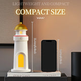 Motion Sensor Lighthouse Moon Projector Night Light, Wireless Portable Rechargable LED Aesthetic Table Lamps for Bedroom Decor