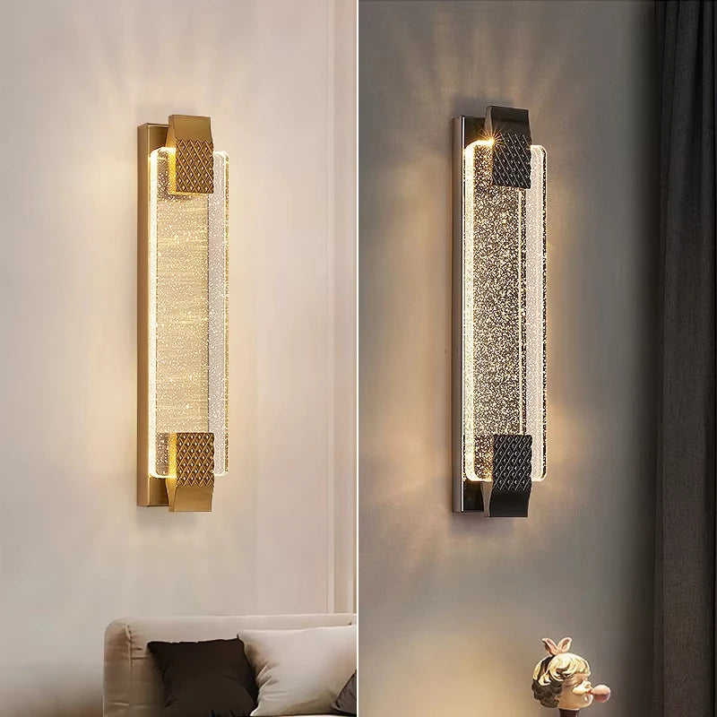 Luxury Modern LED Wall Lamp (Gold/Black) - Decorative TV Background Sconce & Bedside Light Fixture for Living Room & Bedroom