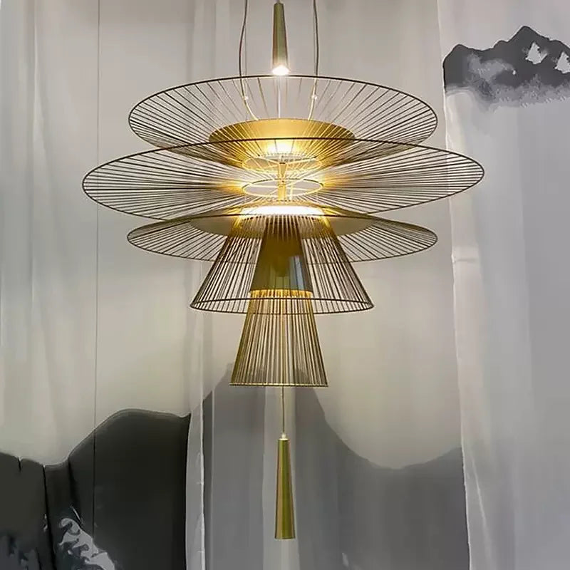 Modern Flying Saucer Hanging Lamps for Ceiling Luxury Metal Pendant Lights Restaurant INS LED Chandelier Loft Home Decorations